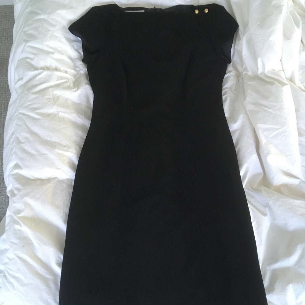 Evan Picone Black Dress Size 8 Cap Sleeves
